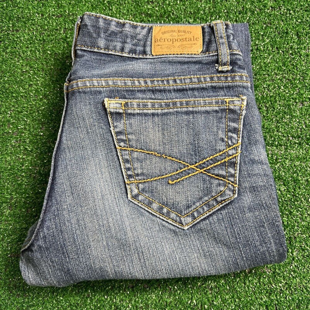 Aeropostale Bayla Skinny Blue Stone Wash Denim Jeans Size 0 Short